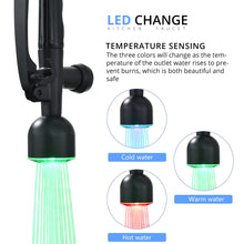 Load image into Gallery viewer, Fapully Black Kitchen Faucet with Pull Down Sprayer,Commercial LED Kitchen Faucet,Single Handle Single Hole Kitchen Sink Faucets