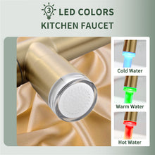 Load image into Gallery viewer, Fapully LED Kitchen Sink Faucet with Pull Down Sprayer Brushed Gold