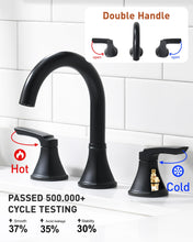 Load image into Gallery viewer, Fapully Black Bathroom Faucet 3 Hole, 8 Inch Widespread Bathroom Sink Faucet with Pop-up Drain, Two-Handle Faucet for Bathroom Sink Matte Black