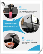 Load image into Gallery viewer, Fapully Commercial Single Handle Pull Down Sprayer Oil Rubbed Bronze Kitchen Faucet, Kitchen Sink Faucet with LED Light