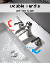 Load image into Gallery viewer, Fapully Brushed Nickel Bathroom Sink Faucet, Waterfall Bathroom Faucets 3 Hole, 8 Inch Widespread Bathroom Faucet with Pop-up Drain, 2-Handle Faucet for Bathroom Sink Vanity RV