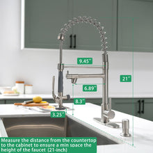 Load image into Gallery viewer, Fapully Commercial Pull Down Kitchen Sink Faucet with Sprayer Brushed Nickel Single Handle Faucets for Kitchen Sink, Kitchen Faucet with Soap Dispenser and Deck Plack for 4 Hole