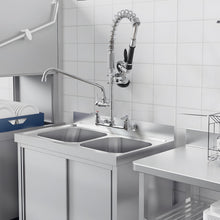 Load image into Gallery viewer, Fapully Kitchen Faucet with Pull Down Sprayer, Commercial Wall Mount Kitchen Sink Faucet with Pre-Rinse Sprayer, Chrome 8 Inch Center 25‘’ Height Commercial Sink Faucets with 12'' Swing Spout