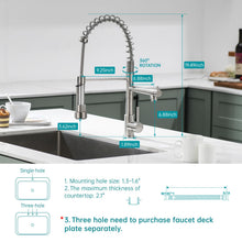 Load image into Gallery viewer, Fapully Kitchen Faucet Contemporary Spring Design Single Handle Copper with Pull Down &Out Sprayer in Brushed Nickel