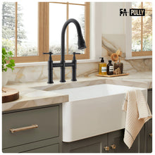 Load image into Gallery viewer, Fapully Bridge Kitchen Faucet with Pull Down Sprayer Matte Black