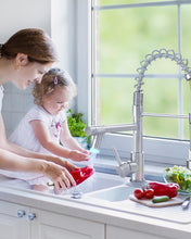 Load image into Gallery viewer, Contemporary Kitchen Sink Faucet with Pull Down Sprayer Single Handle Kitchen Faucet with Led Light Two Spout,Brushed Nickel
