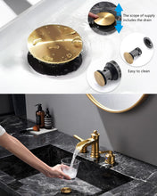 Load image into Gallery viewer, Fapully Brushed Gold Bathroom Sink Faucet, Waterfall Bathroom Faucets 3 Hole, 8 Inch Widespread Bathroom Faucet with Pop-up Drain, 2-Handle Faucet for Bathroom Sink Vanity RV
