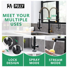 Load image into Gallery viewer, Fapully Black&Gold Kitchen Faucet with Sprayer,Commercial Pull Down Kitchen Faucet for Kitchen Sink