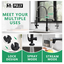 Load image into Gallery viewer, Pull Down Kitchen Faucet with Sprayer,Fapully Commercial Matte Black&Brushed Nickel Kitchen Sink Faucets