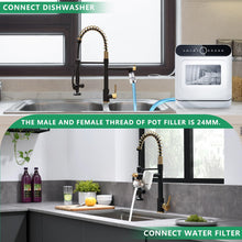 Load image into Gallery viewer, Fapully Black&Gold Kitchen Faucet with Sprayer,Commercial Pull Down Kitchen Faucet for Kitchen Sink