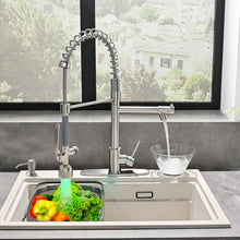 Load image into Gallery viewer, Fapully Commercial Kitchen Faucets with Pull Down Sprayer Brushed Nickel LED Single Handle Faucet for Kitchen Sink, Kitchen Faucet with Soap Dispenser and Deck Plack for 4 Hole
