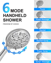 Load image into Gallery viewer, Fapully Wall Mounted 10-inch Shower System, Shower Faucets Sets Complete Round Shower Heads and Faucet Set with 6-Spray Handheld and Slide Bar Combo Included Valve and Trim Kit, Brushed Nickel
