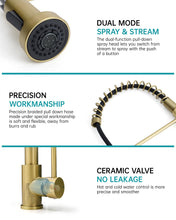 Load image into Gallery viewer, Fapully Brushed Gold Kitchen Faucet with Pull Down Sprayer,Single Handle Kitchen Faucet,Brass Spring Faucet For Kitchen Sink,Robinet De Cuisine