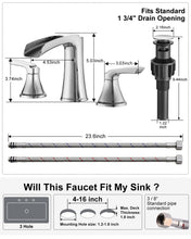 Load image into Gallery viewer, Fapully Chrome Bathroom Faucet 3 Hole, Waterfall 8 Inch Widespread Bathroom Sink Faucet with Pop-up Drain, Two-Handle Faucets for Bathroom Sink