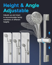 Load image into Gallery viewer, Fapully Wall Mounted 10-inch Shower System, Shower Faucets Sets Complete Round Shower Heads and Faucet Set with 6-Spray Handheld and Slide Bar Combo Included Valve and Trim Kit, Brushed Nickel