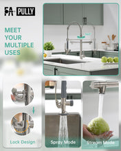 Load image into Gallery viewer, Fapully Commercial Pull Down Kitchen Sink Faucet with Sprayer Brushed Nickel