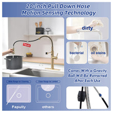 Load image into Gallery viewer, Fapully Touchless Kitchen Faucet with Pull Down Sprayer, Brushed Gold Motion Sensor Smart Commercial Single Handle Single Hole Faucet for Kitchen Sink