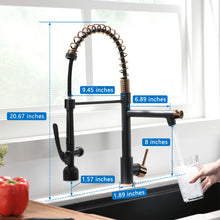 Load image into Gallery viewer, Fapully Commercial Single Handle Pull Down Sprayer Black&Rose Gold Kitchen Faucet,Kitchen Sink Faucet with LED Light
