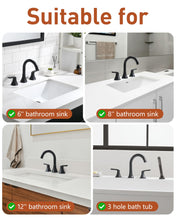 Load image into Gallery viewer, Fapully Black Bathroom Faucet 3 Hole, 8 Inch Widespread Bathroom Sink Faucet with Pop-up Drain, Two-Handle Faucet for Bathroom Sink Matte Black