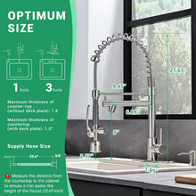 Load image into Gallery viewer, Fapully Commercial Kitchen Faucets with Pull Down Sprayer Brushed Nickel LED Single Handle Faucet for Kitchen Sink, Kitchen Faucet with Soap Dispenser and Deck Plack for 4 Hole