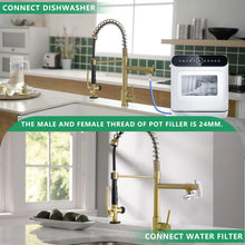 Load image into Gallery viewer, Brushed Gold Kitchen Faucet with Pull Down Sprayer, Commercial Brass Kitchen Faucet Single Handle Spring Faucets for Kitchen Sink Fapully