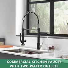 Load image into Gallery viewer, Pull Down Kitchen Faucet with Sprayer,Fapully Commercial Matte Black&Brushed Nickel Kitchen Sink Faucets