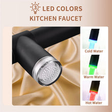 Load image into Gallery viewer, Fapully LED Kitchen Faucet with Pull Down Sprayer,Commercial Matte Black Kitchen Sink Faucet with Deck Plate