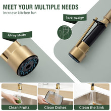 Load image into Gallery viewer, Fapully LED Kitchen Sink Faucet with Pull Down Sprayer Brushed Gold