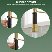 Load image into Gallery viewer, Fapully Commercial Pull Down Kitchen Faucets with Sprayer,Single Handle Spring Brushed Gold Kitchen Sink Faucet