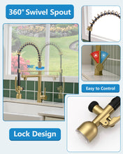Load image into Gallery viewer, Fapully Single Handle High Arc Brushed Gold Pull Down Kitchen Faucet LED,Single Level Kitchen Sink Faucets with Pull Down Sprayer