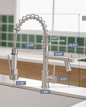 Load image into Gallery viewer, Contemporary Kitchen Sink Faucet with Pull Down Sprayer Single Handle Kitchen Faucet with Led Light Two Spout,Brushed Nickel