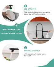 Load image into Gallery viewer, Fapully Black Kitchen Faucet with Pull Down Sprayer,Commercial LED Kitchen Faucet,Single Handle Single Hole Kitchen Sink Faucets