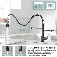 Load image into Gallery viewer, Black 3 Way Kitchen Faucet with Pull Down Sprayer,Commercial Kitchen Sink Faucet with Drinking Faucet Water Filter or Cold Pot Filler Faucets for Kitchen Sink