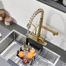 Load image into Gallery viewer, Fapully Brushed Gold Commercial Kitchen Faucet with Pull Down Sprayer and Water Filter,3 in 1 Kitchen Faucets with Drinking Water Faucet