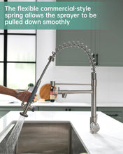 Load image into Gallery viewer, Fapully Commercial Pull Down Kitchen Sink Faucet with Sprayer Brushed Nickel