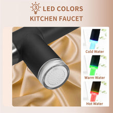 Load image into Gallery viewer, Fapully Kitchen Faucet, Black&Brushed Nickel Kitchen Faucet with Pull Down Sprayer, Commercial Kitchen Faucets with LED Light and Deck Plate