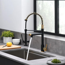 Load image into Gallery viewer, Fapully Black&Gold Kitchen Faucet with Sprayer,Commercial Pull Down Kitchen Faucet for Kitchen Sink