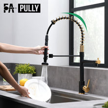 Load image into Gallery viewer, Fapully Black&Gold Kitchen Faucet with Sprayer,Commercial Pull Down Kitchen Faucet for Kitchen Sink