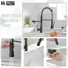 Load image into Gallery viewer, Black 3 Way Kitchen Faucet with Pull Down Sprayer,Commercial Kitchen Sink Faucet with Drinking Faucet Water Filter or Cold Pot Filler Faucets for Kitchen Sink