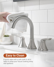 Load image into Gallery viewer, Fapully Bathroom Faucet 3 Hole, Brushed Nickel 8 Inch Widespread Bathroom Sink Faucet with Pop-up Drain, Two-Handle Faucet for Bathroom Sink