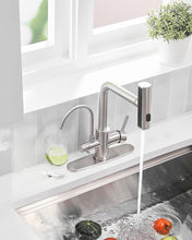 Load image into Gallery viewer, Fapully Pull-Down Kitchen Faucets, 3 Way Kitchen Sink Faucet with Pull Down Sprayer and Drinking Water Faucet, Include Deck Plate for 1 or 3 Holes Brushed Nickel