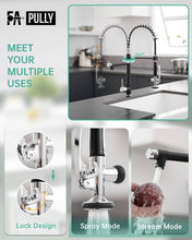 Load image into Gallery viewer, Fapully Kitchen Sink Faucet, Pull Down Kitchen Faucet, Black and Chrome Kitchen Faucets with Sprayer, Single Handle Single Hole Faucets for Kitchen Sinks