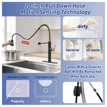 Load image into Gallery viewer, Fapully Touchless Kitchen Faucet with Pull Down Sprayer,Black and Gold Sensor Commercial Pull-Down Single Handle Kitchen Sink Faucet