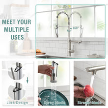Load image into Gallery viewer, Fapully Commercial Kitchen Sink Faucet, Pull-Down Sprayer Kitchen Faucets Brushed Nickel