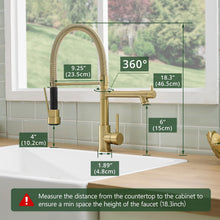Load image into Gallery viewer, Fapully Commercial Pull Down Kitchen Faucets with Sprayer,Single Handle Spring Brushed Gold Kitchen Sink Faucet