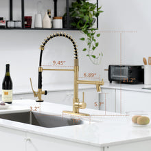 Load image into Gallery viewer, Fapully LED Kitchen Faucet with Pull Down Sprayer,Brushed Gold Commercial Kitchen Sink Faucet with Deck Plate