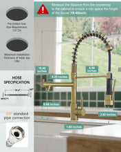Load image into Gallery viewer, Brushed Gold Kitchen Faucet with Pull Down Sprayer,Commercial Kitchen Faucet Single Handle Spring Faucet for Kitchen Sink,Gold Kitchen Sink Faucet,Robinet de Cuisine