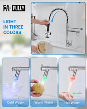 Load image into Gallery viewer, Fapully Kitchen Faucet with Pull Down Sprayer,Commercial Single Handle Kitchen Sink Faucet with LED Light Chrome