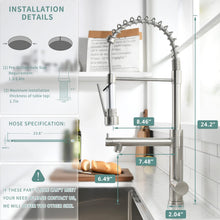 Load image into Gallery viewer, Fapully Commercial Kitchen Sink Faucet, Pull-Down Sprayer Kitchen Faucets Brushed Nickel