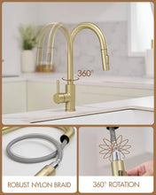 Load image into Gallery viewer, Kitchen Faucet Gold Modern Pull Out Kitchen Faucets Stainless Steel Single Handle Kitchen Sink Faucet with Pull Down Sprayer